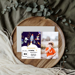 Invitation Bleu Extérieur astronaute garçon anniversaire