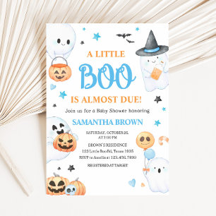 Invitation Bleu Fantôme Halloween Petit Baby shower Boo
