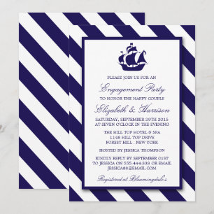 Invitation Bleu Fiançailles de navire marine