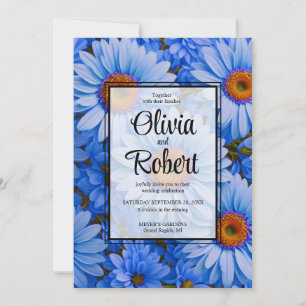 Invitation Bleu floral bleu tournesol bleu marguerites Mariag