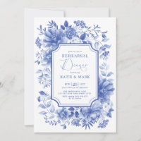 Bleu Floral Chinoiserie Porcelaine Dîner de répéti