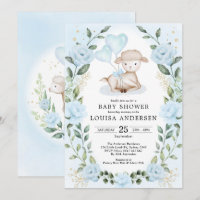 Bleu Floral Vert Petit Agneau Bébé Mouton Douche