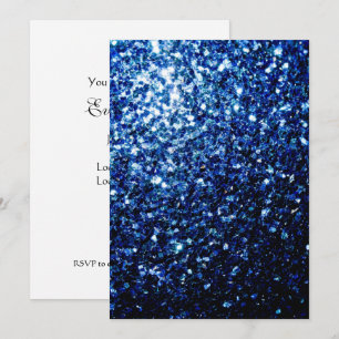 Invitation Bleu foncé brillant faux paillettes scintillantes