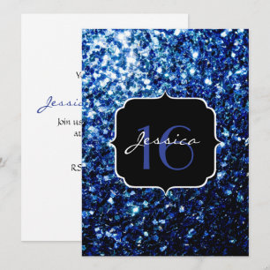 Invitation Bleu foncé brillant parties scintillant brillant d