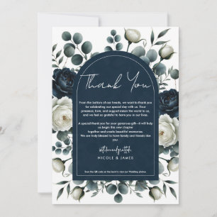 Invitation Bleu foncé et blanc Moderne Flore verdure Weddingu
