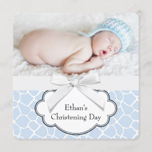 Invitation Bleu Giraffe Christening