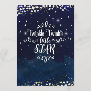 Invitation Bleu Gold Baby shower Star Twinkle