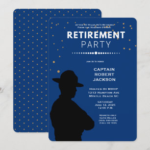 Invitation Bleu Gold patrouille de la partie de retraite Invi
