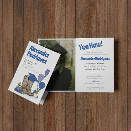 Invitation Bleu Graduation Cap Cowboy Boot Arrangement