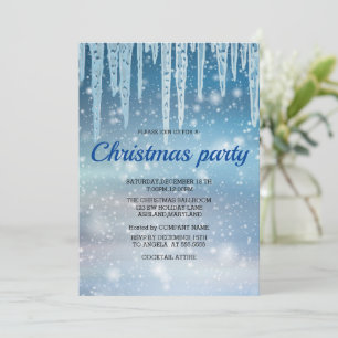 Invitation Bleu Icicle Fête de Noël Neige