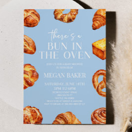 Invitation Bleu Il y a un petit pain dans le Baby shower de p
