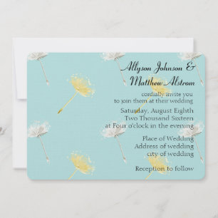 Invitation Bleu jaune blanc Dandelion Fleurs Mariage