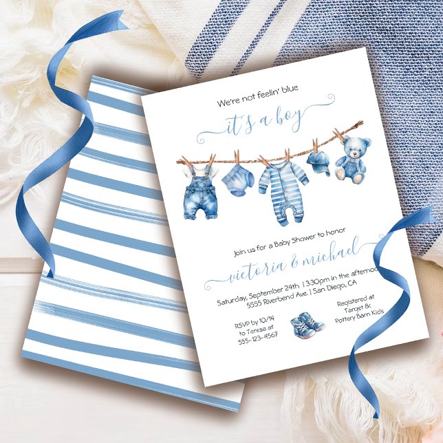 Invitation Bleu Jean Baby Denim Baby shower (Créateur téléchargé)