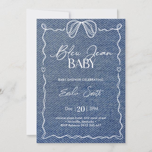 Invitation Bleu Jean Baby Denim Douche (Devant)