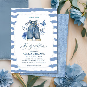Invitation Bleu jean bébé Denim Pays baby shower ouest