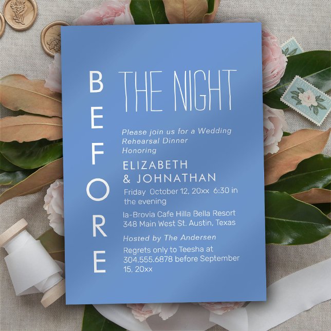 Invitation Bleu Léger Minimal La Nuit Avant L'Invitation (Créateur téléchargé)