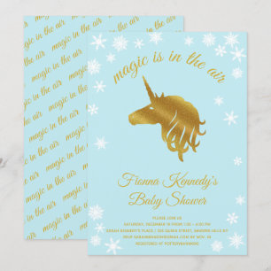Invitation Bleu Magique Unicorne Baby shower d'hiver Invitati