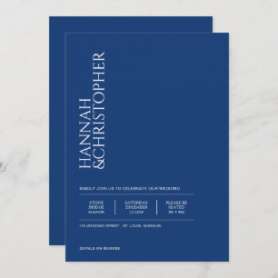 Invitation Bleu magnifique avec Mariage de code QR