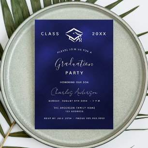 Invitation Bleu marine Bleu blanc simple 2023