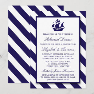 Invitation Bleu Marine Bleu Navire Dîner de répétition