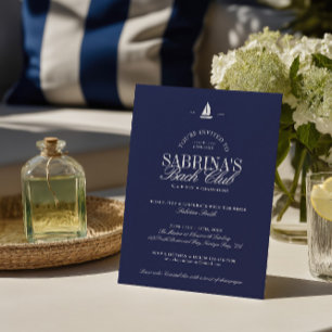 Invitation Bleu marine chic côtier enterrement de vie de jeun