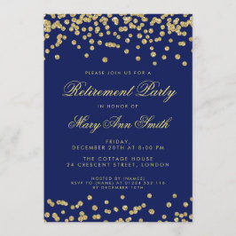 Invitation Bleu marine de confettis de parties scintillantes