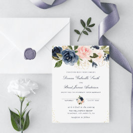 Invitation bleu marine et couleur bleu bleu marine mariage fl