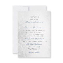 Bleu marine gris argent dentelle floral mariage