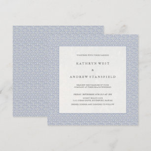 Invitation Bleu mauve doux Petites vagues Élégant Mariage de 