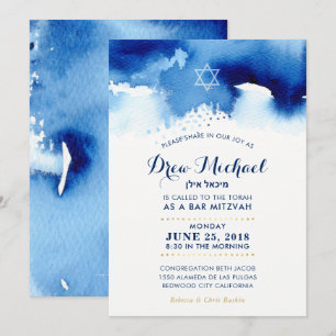 Invitation bleu moderne d'aquarelle d'étoile de la