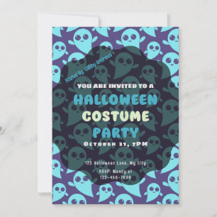 Invitation Bleu mou Fantômes violet Arrière - plan Halloween