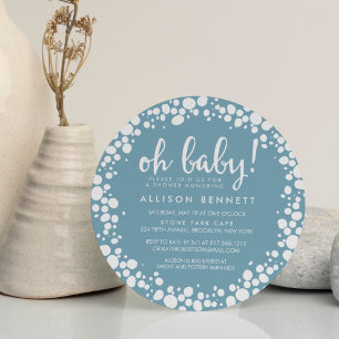 Invitation Bleu mousseux   BABY SHOWER