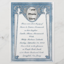 Bleu nacré - Photo (Carton d'invitation de mariage