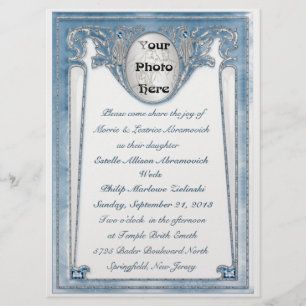 Invitation Bleu nacré - photo (faire-part de mariage)