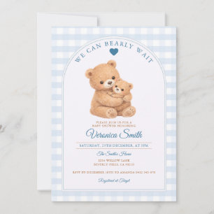 Invitation Bleu Nous pouvons à peine attendre Maman Ours Baby