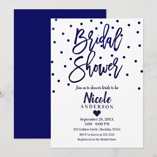 Invitation Bleu Nuit Chic Mariage Moderne Écriture Cursive (Devant / Derrière)