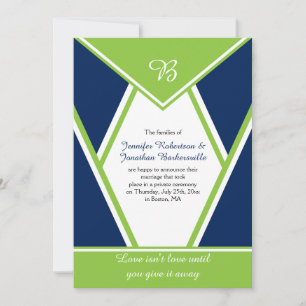 Invitation Bleu Nuit Moderne Vert Citron Mariage Après La Cér