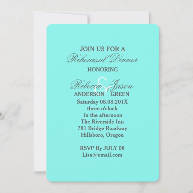 Invitation bleu oeuf de robin turquoise aqua mariage (Devant)