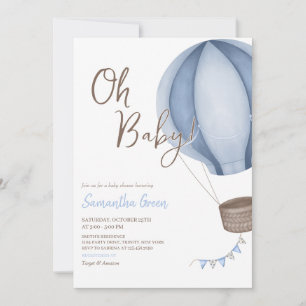 Invitation Bleu Oh Baby shower bébé