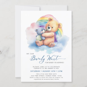Invitation Bleu On Peut Attendre De Mignons Baby showers Garç