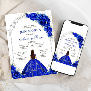 Invitation Bleu Or Argent Mes Quinze Quinceañera Anniversaire
