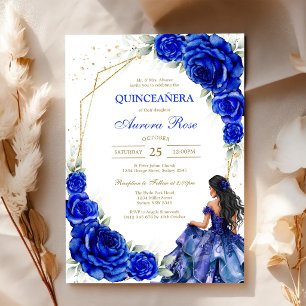 Invitation Bleu Or Argent Mis Quince Quinceañera Anniversaire