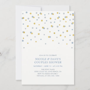 Invitation Bleu, Or Confettis Hexagonaux Mariage Couple Showe