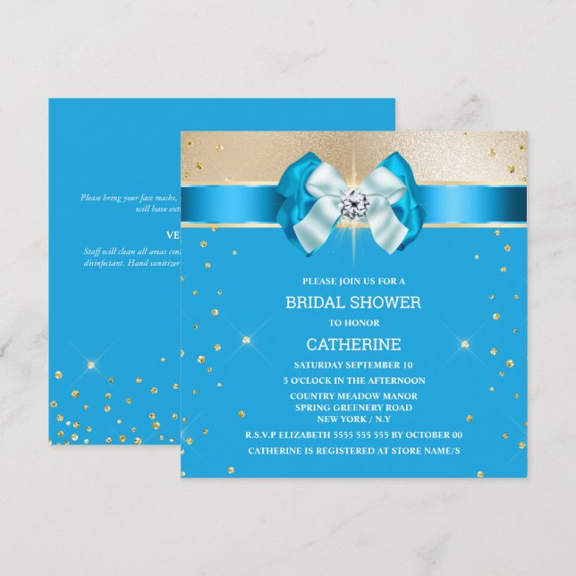 Invitation Bleu or shimmer arc scintillant parties scintillan (Devant / Derrière)