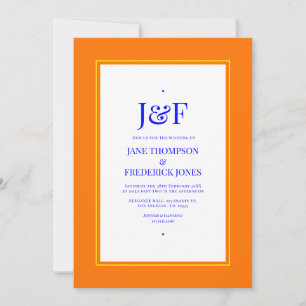Invitation Bleu, orange, jaune et rouge Mariage
