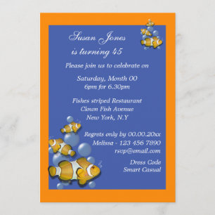 Invitation Bleu orange plage anniversaire PERSONNALISER