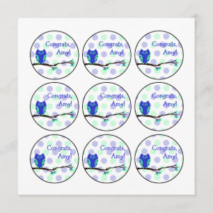 Invitation Bleu Owl Baby shower Cupcake Toppers ou favoris
