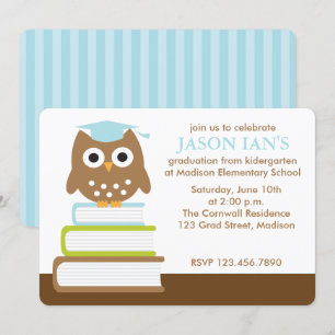 Invitation Bleu Owl Boys Graduation Party