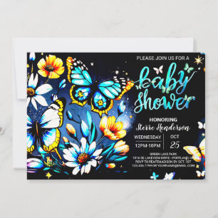 Invitation Bleu papillon Dreamland Baby shower garçon