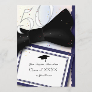 Invitation Bleu personnalisable et blanc la Réunion de classe